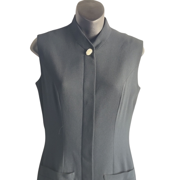 Vintage Ann Tjian Kenar Women's Black Sleeveless Button Front Dress Size… - Picture 3 of 10